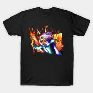 manga art wizard and flames T-Shirt